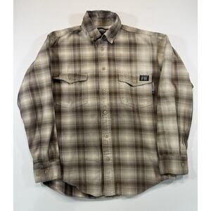 Wolverine FR CAT2 Flame Resistant Plaid Work Shirt Mens Medium Button Up